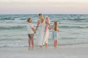 sweet moments with the mother and kids at the beach