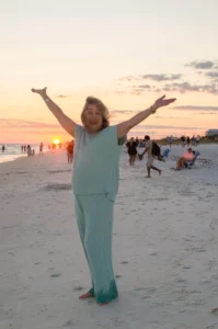 woman sunset background