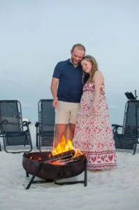 happy couple bonfire