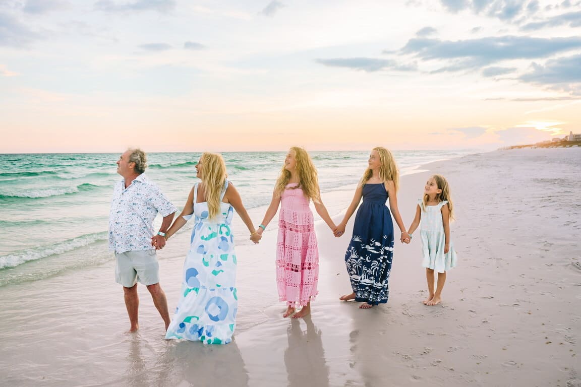family beautiful sunset at the back